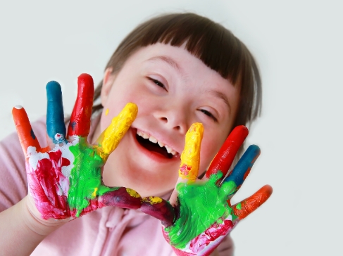 Girl with painted hands